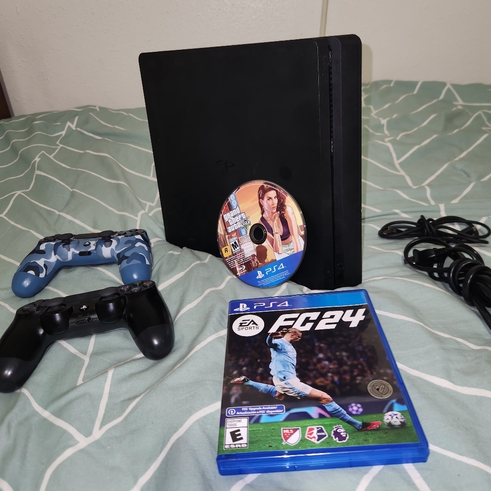 Sony PlayStation 4 Slim 500GB with 2 Games And 2 Controller - Black
